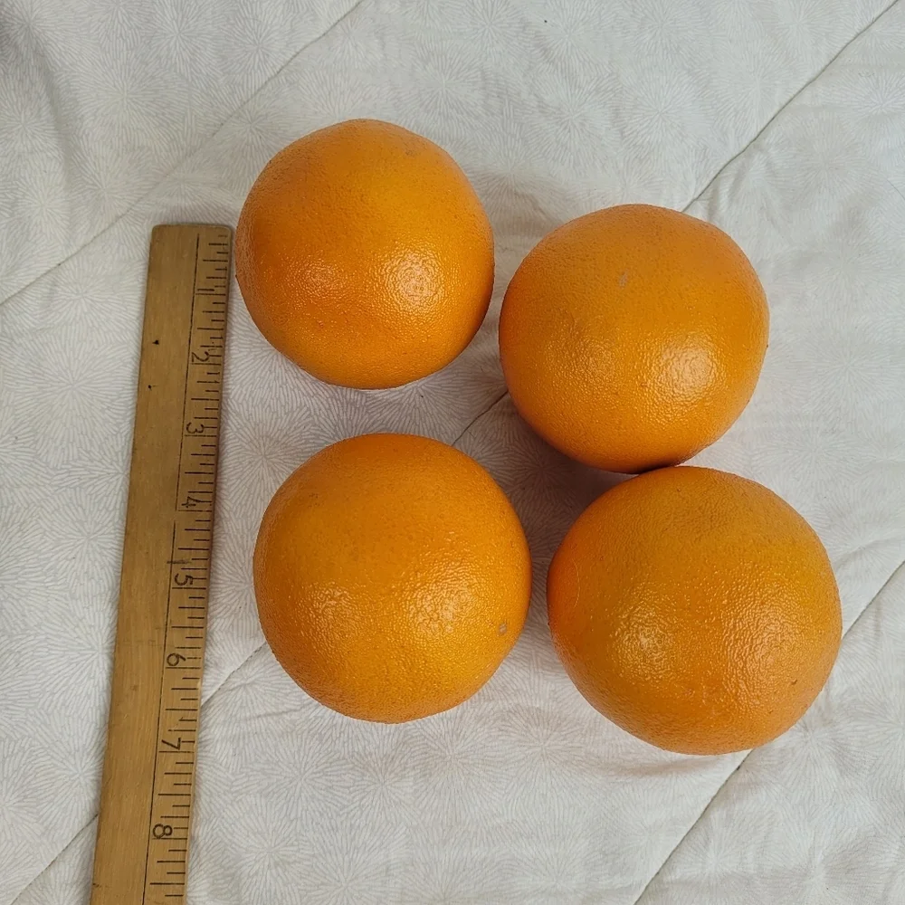 Lot of 4 Decorative Faux Oranges Approximately 3 Inch Diameter Decor Staging
